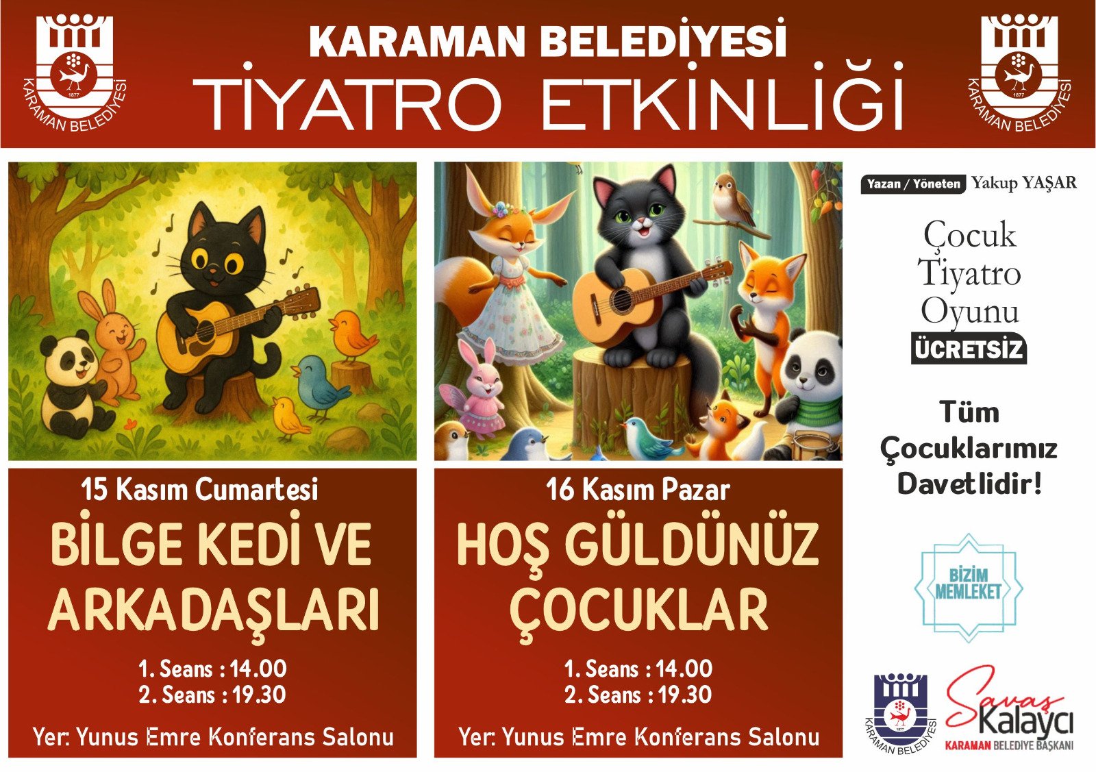 KARAMAN BELEDİYESİ’NDEN ÇOCUKLARA ÜCRETSİZ TİYATRO