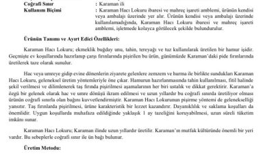 KARAMAN HACI LOKURU, 15. COĞRAFİ İŞARETLİ ÜRÜN OLARAK TESCİLLENDİ