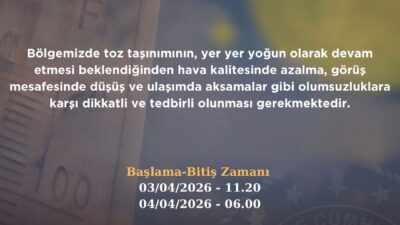 Karaman Valiliği, kentte toz taşınımı