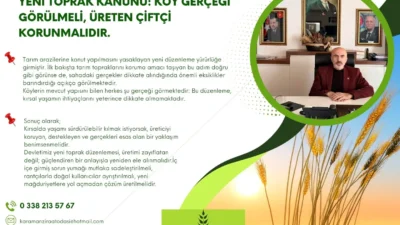 Karaman Ziraat Odası tarafından yapılan
