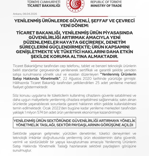 Ticaret Bakanlığı, yenilenmiş ürünler