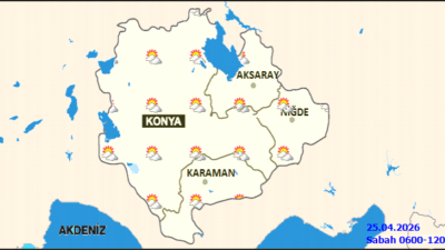 Karaman ve çevresinde 25 Nisan
