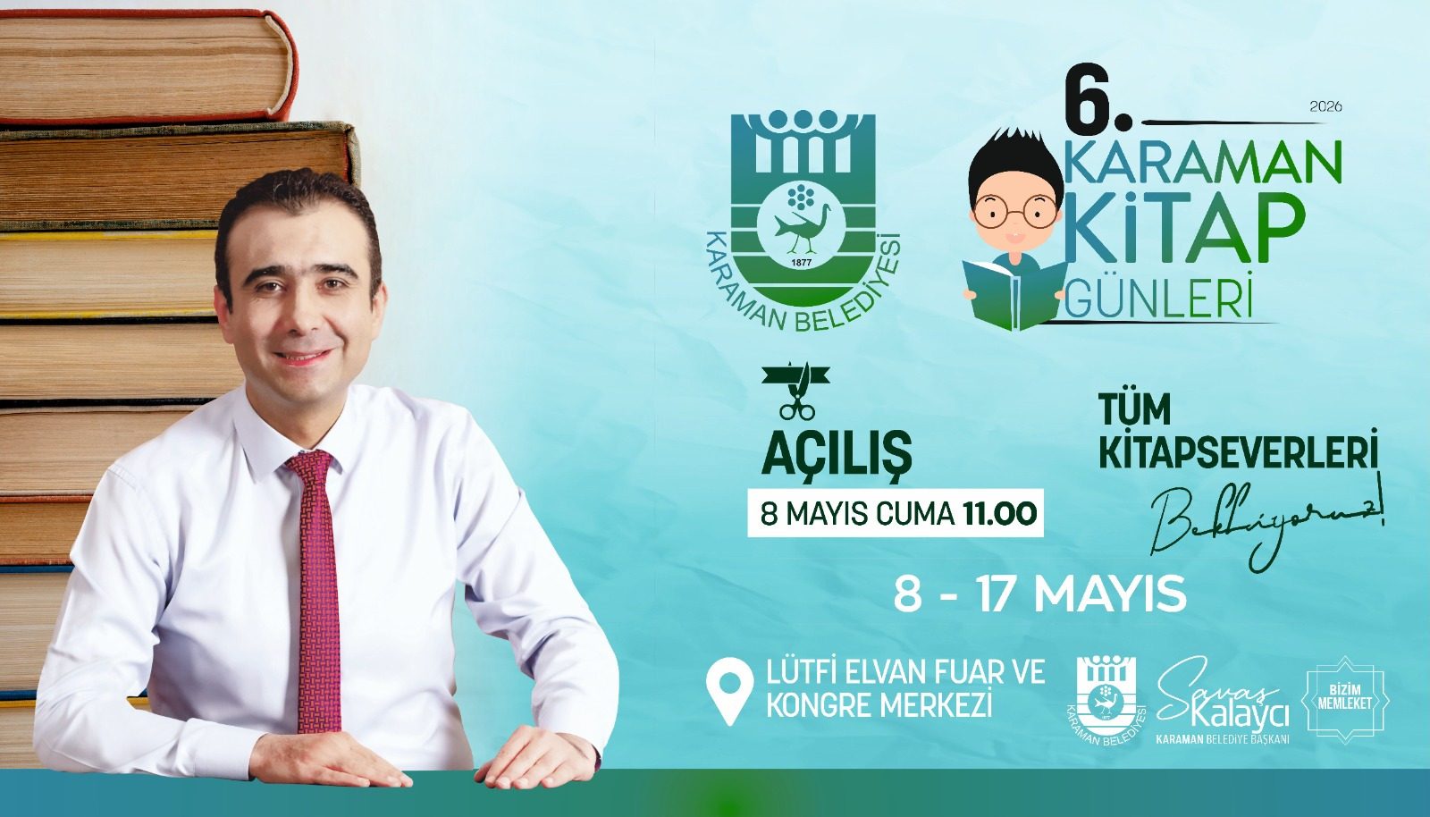 Karaman Belediyesi tarafından düzenlenen 6. Kitap Günleri, 8-17 Mayıs tarihleri