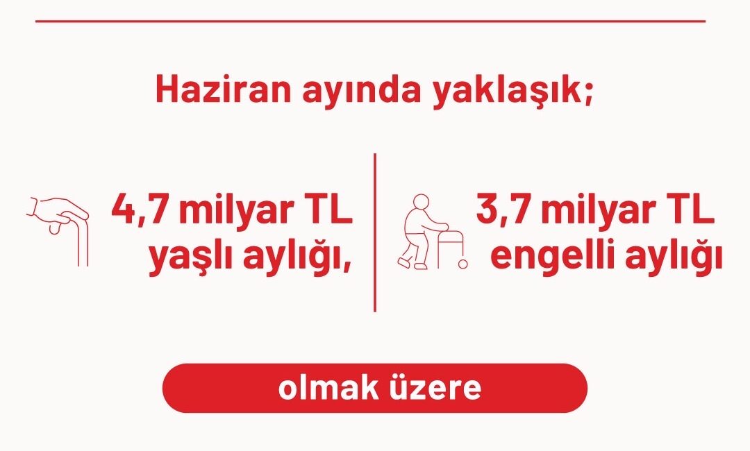 T.C. Aile ve Sosyal Hizmetler Bakanlığı, Haziran ayına ilişkin yaklaşık